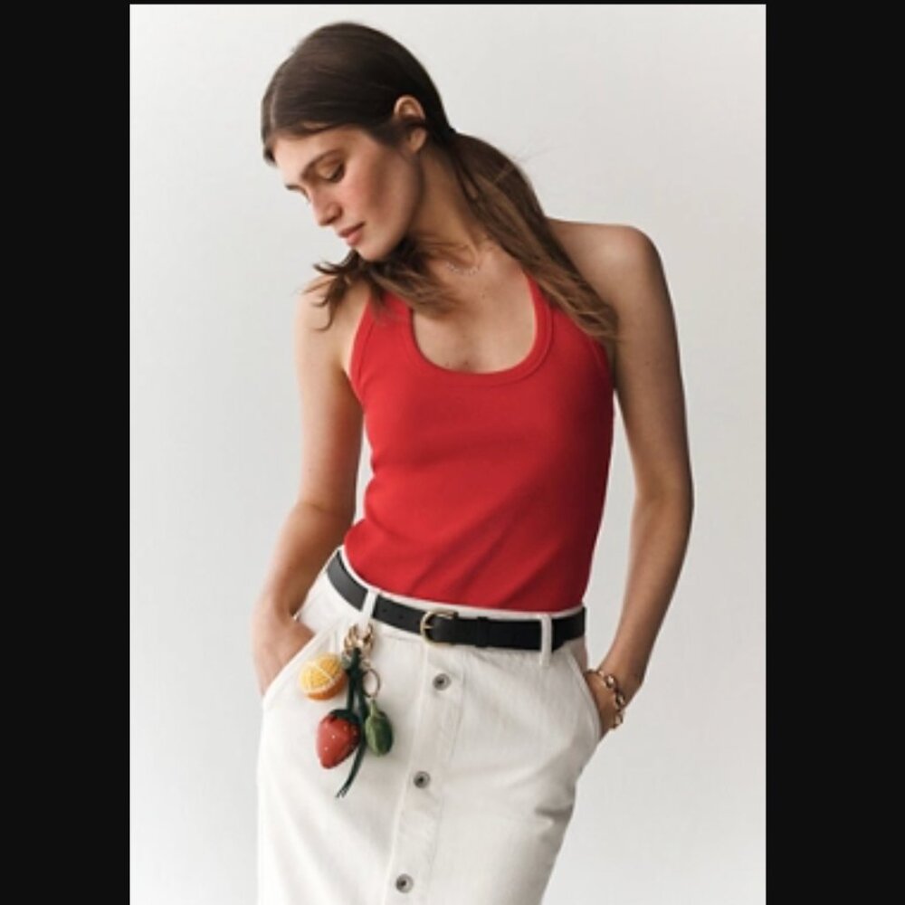 Anthropology Pilcro Ribbed Halter Tank Red  XS